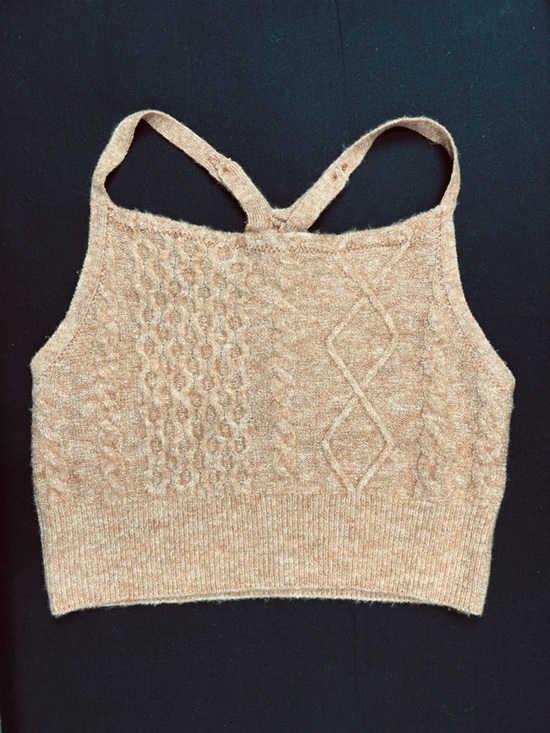 Free People Tops - Free People NEW Cable Knit Crop Tank Top in Camel